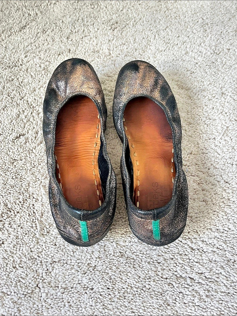 Tieks Metallic Bronze Ballet Flats in Black & Green